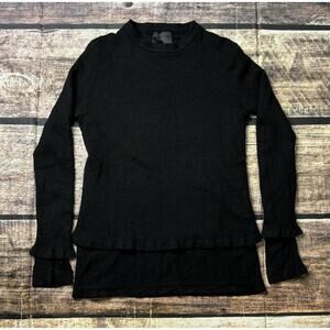 Magaschoni 100% Wool Sweater Women's Small Waffle Knit Base Layer Shirt Pullover